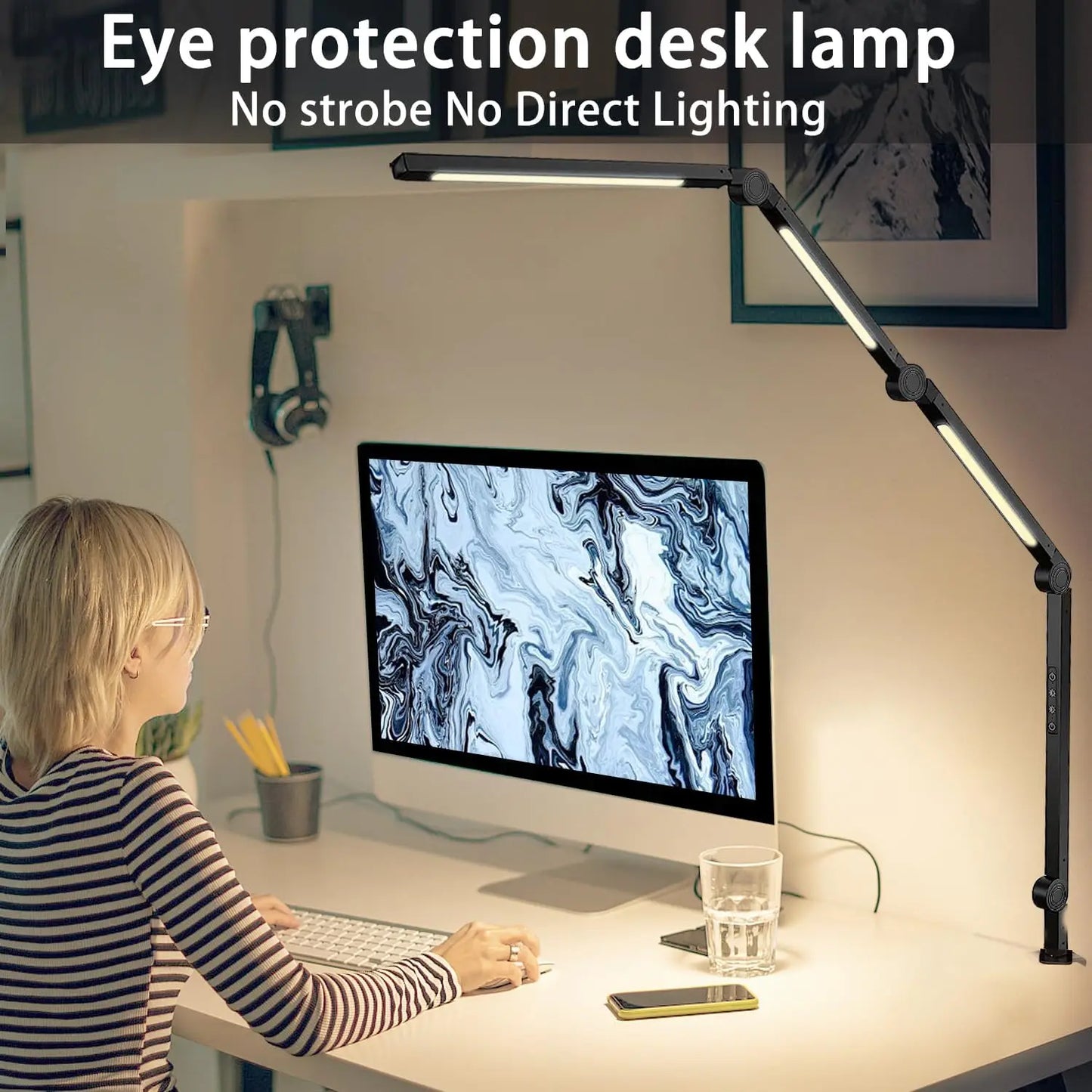 LED Desk Lamp With Flexible Swing Arm And Touch Control