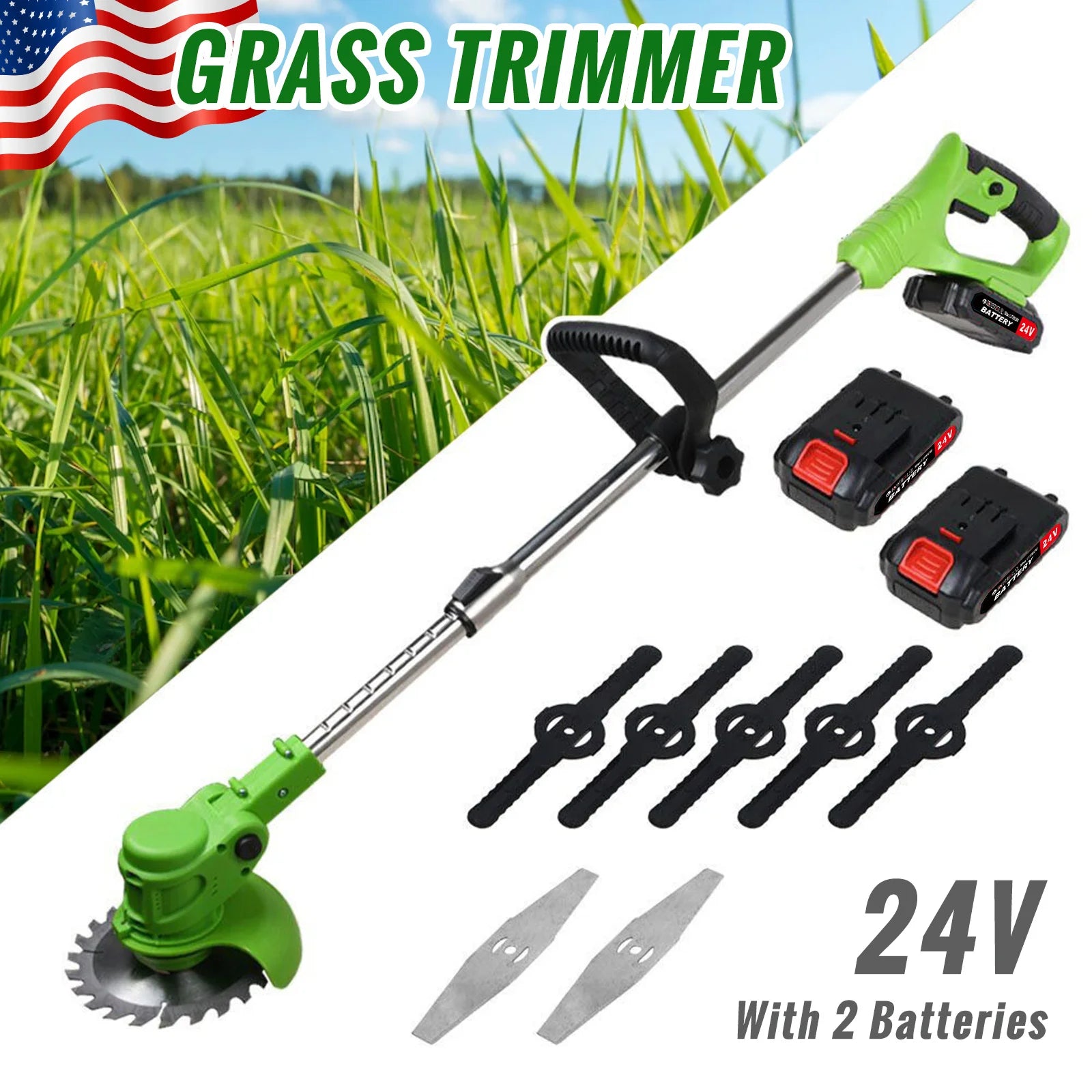 Cordless 2-In-1 Weed Trimmer With Battery Pack For Yard - Home and Haven Store