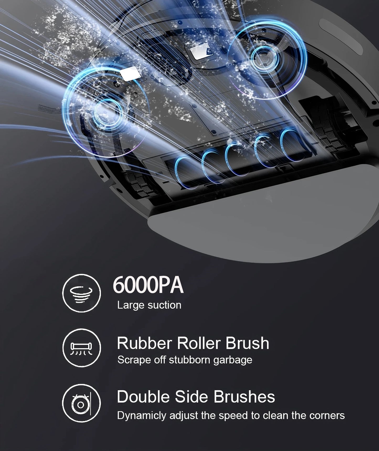 BOAIMORE Robot Vacuum Cleaner With Mop 6000Pa Suction