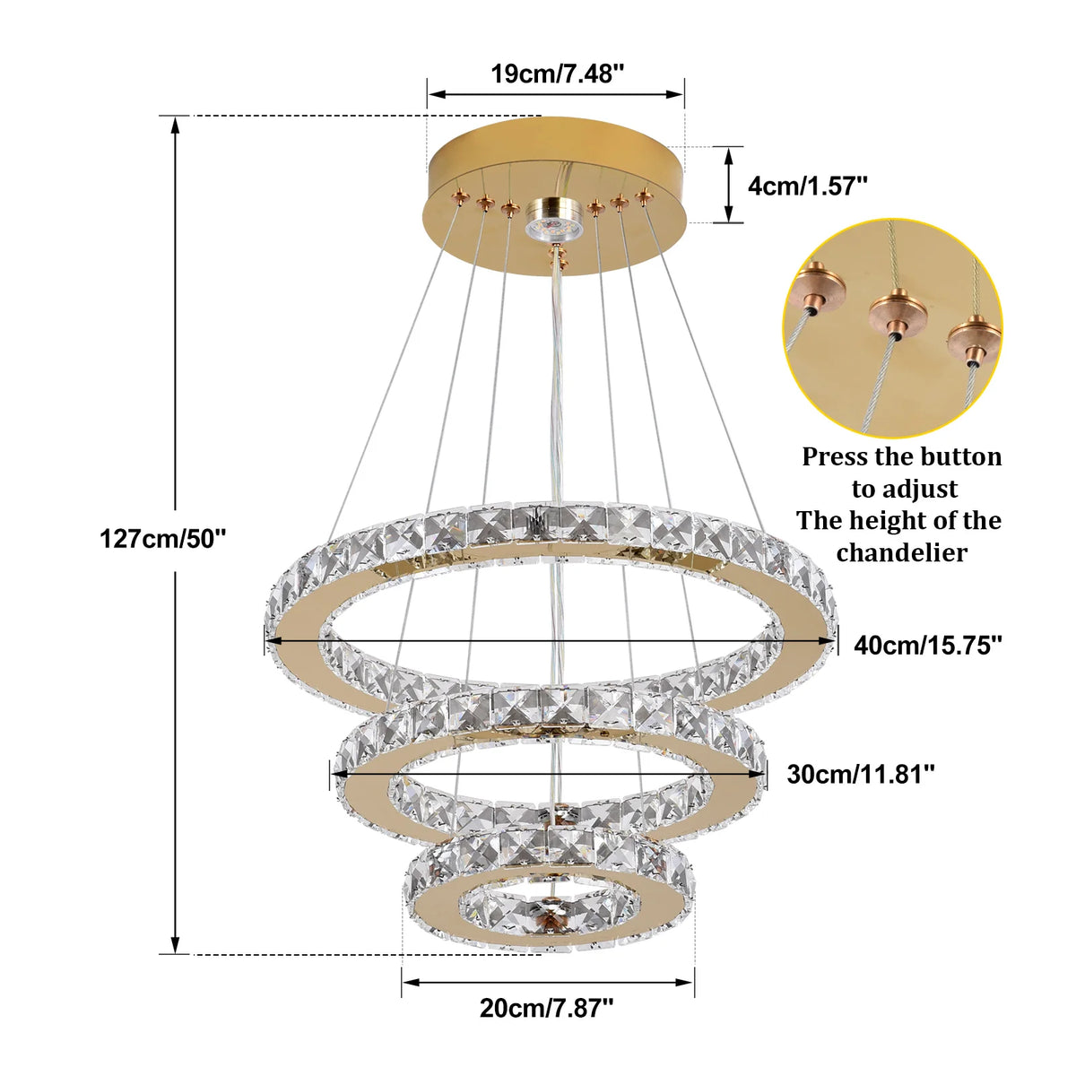 Vinilky Iron Crystal Pendant Chandelier With Lustre And Remote Control