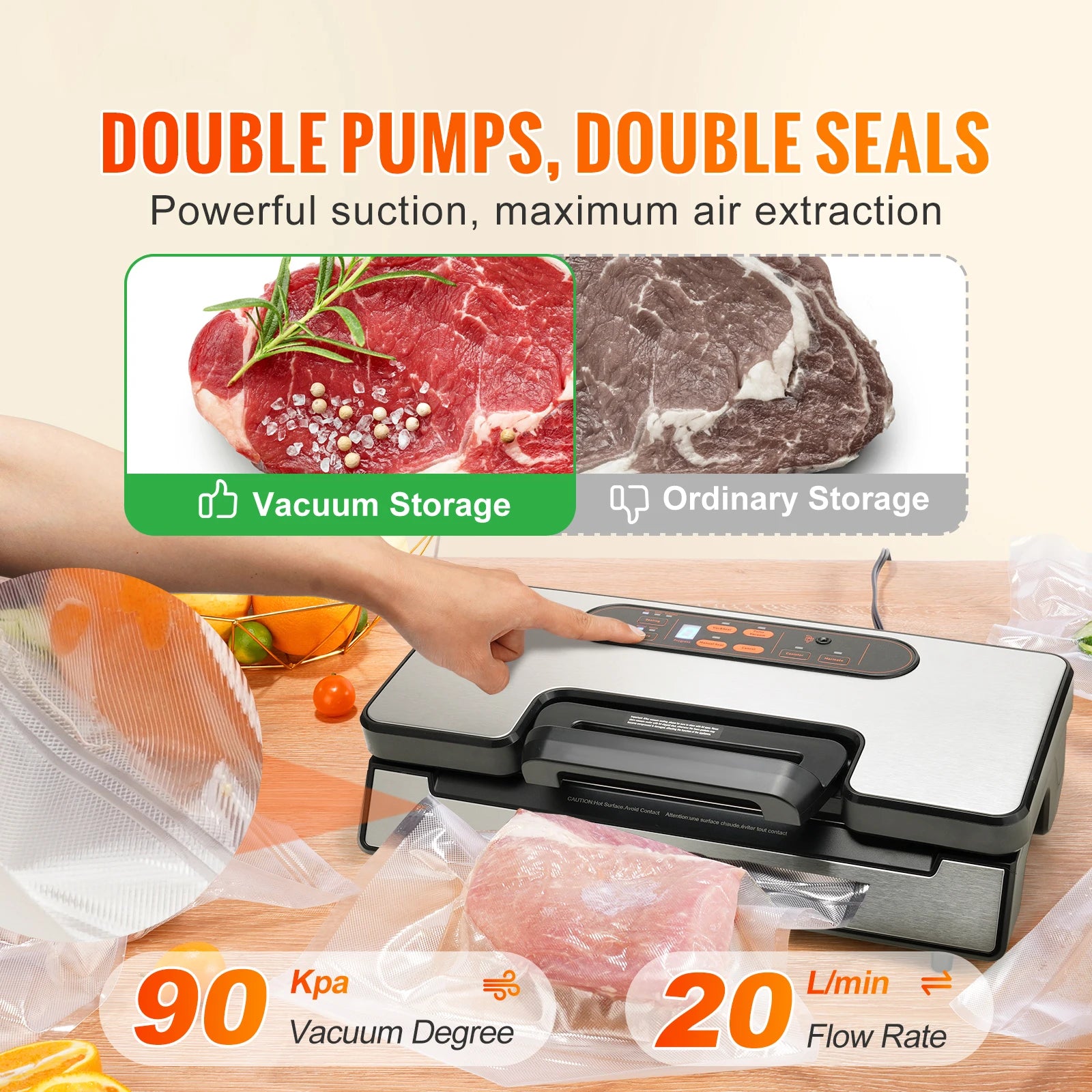 SucceBuy 90KPa 130W Vacuum Sealer For Food Freshness - Home and Haven Store