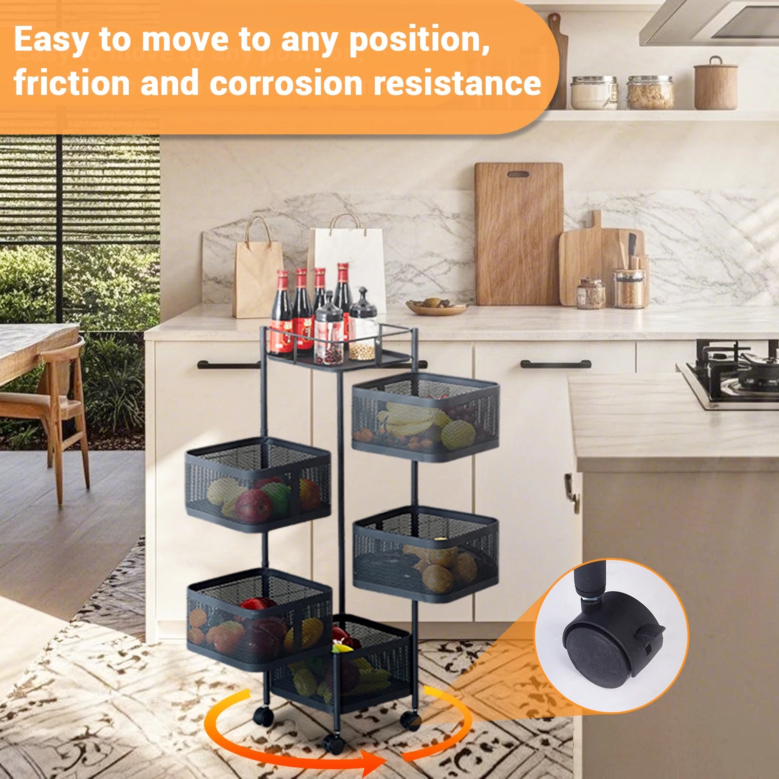 HobbyLane 360 Rotatable Trolley Five Layer Storage Rack Carbon Steel - Home and Haven Store