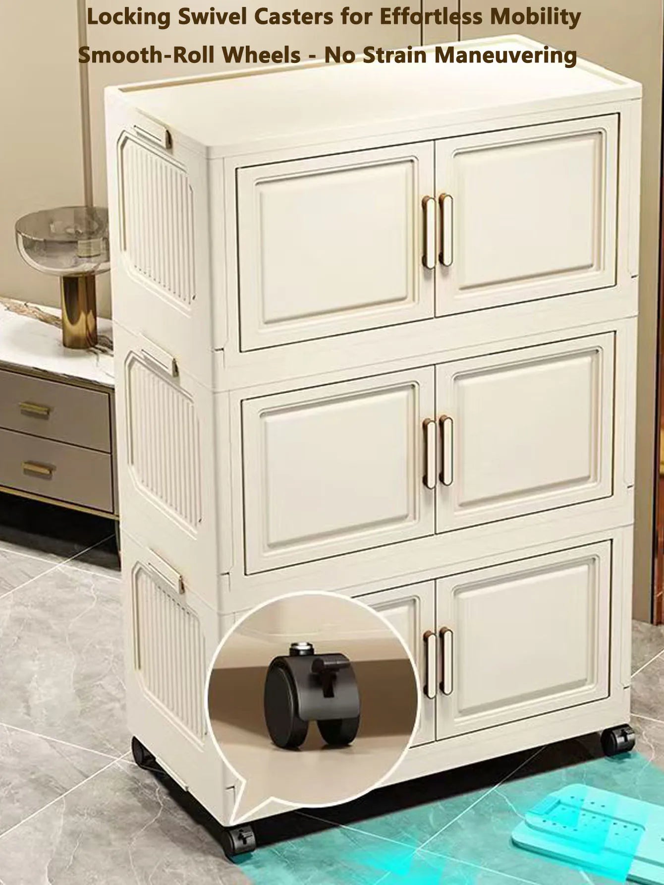 Foldable Plastic Multi Layer Storage Cabinet For Home Organization