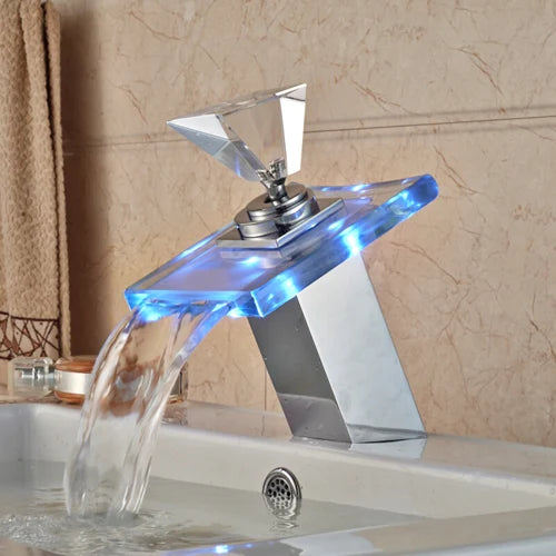 MYQualife Single Handle Led Color Changing Basin Faucet