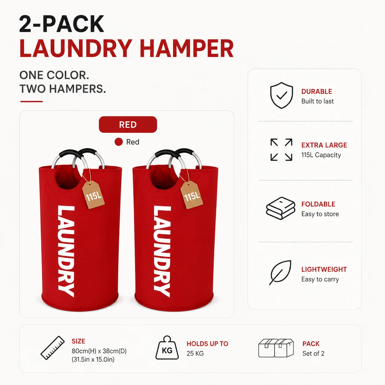 Foldable Polyester Laundry Hamper With Padded Handles For Rooms