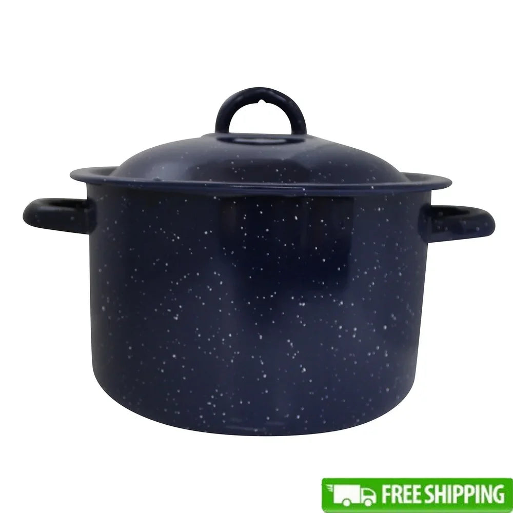 Enamel Stock Pot Durable Steel Oven Safe With Double Handles