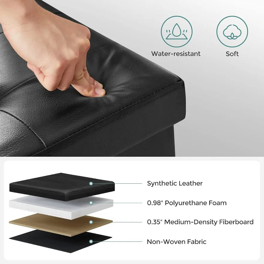 XIUWO Storage Ottoman Bench With Flip Lid And Iron Frame