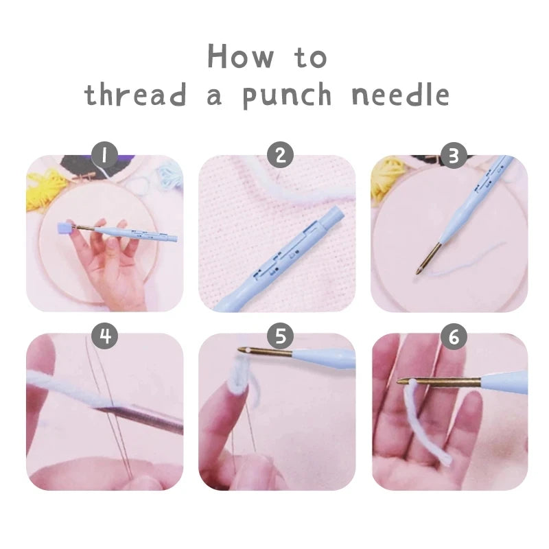 Diy Punch Needle Embroidery Starter Kit For Beginners Cartoon Animals - Home and Haven Store