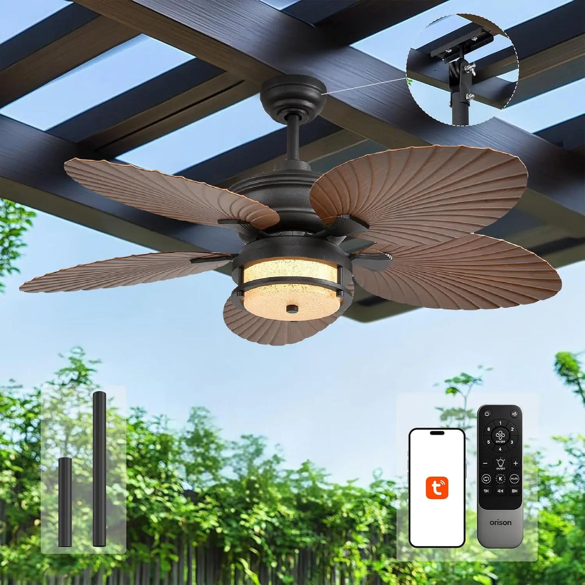 Orison Outdoor Ceiling Fan With Remote Control And Lights
