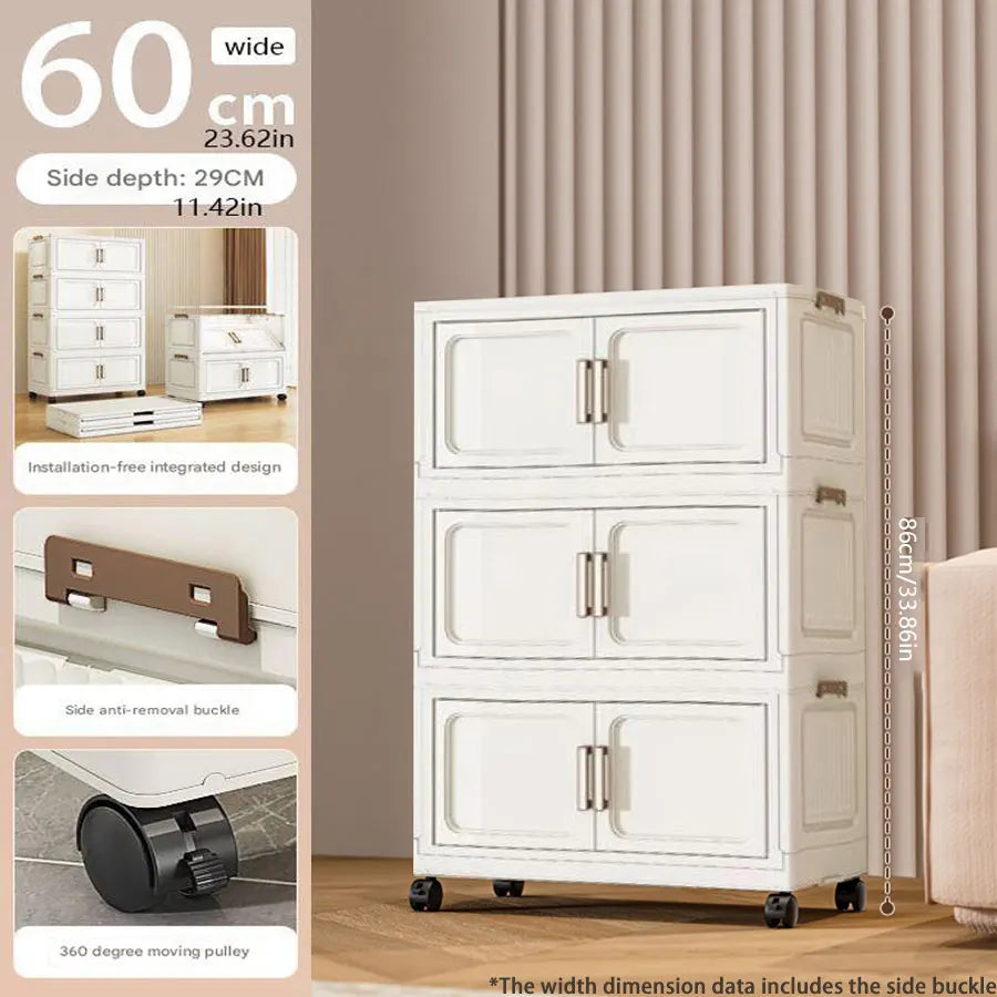 Foldable Plastic Multi Layer Storage Cabinet For Home Organization