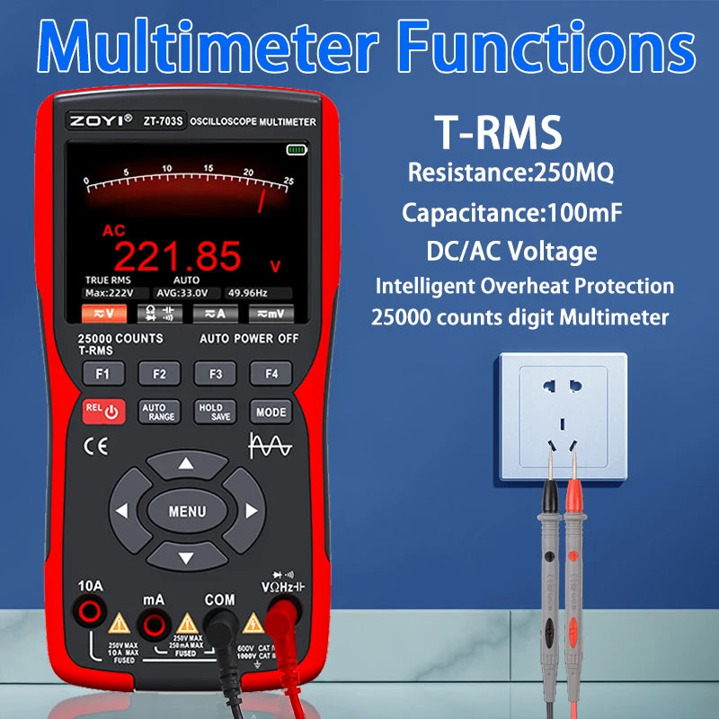 ZOYI ZT-703S 50MHz Handheld Oscilloscope Multimeter Signal Generator - Home and Haven Store
