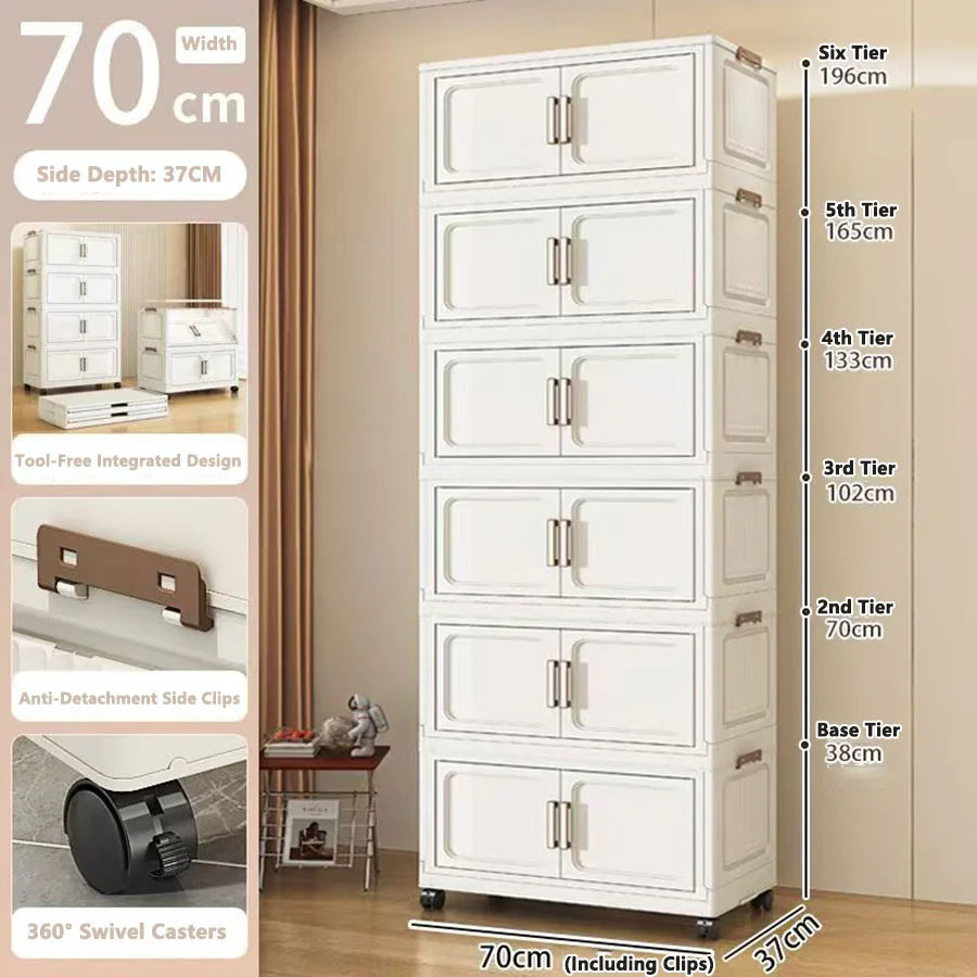 Foldable Plastic Multi Layer Storage Cabinet For Home Organization