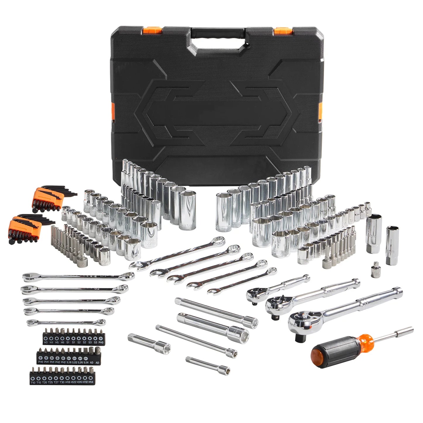 SucceBuy Mechanics Tool Set 145/205 Pcs SAE Metric Socket Set - Home and Haven Store