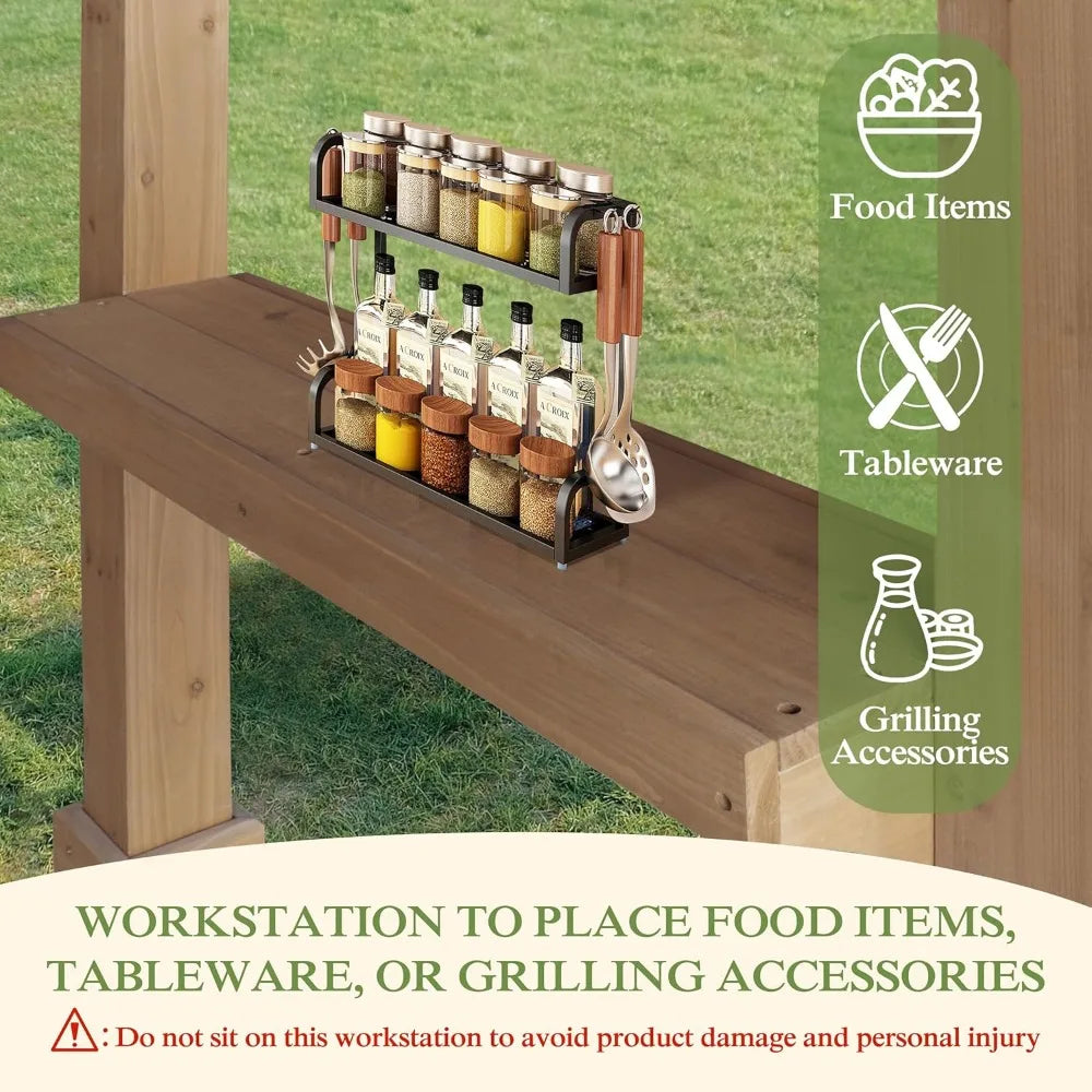 DUOFU Wood Grill Gazebo Sloping Metal Roof Heavy Duty Outdoor - Home and Haven Store