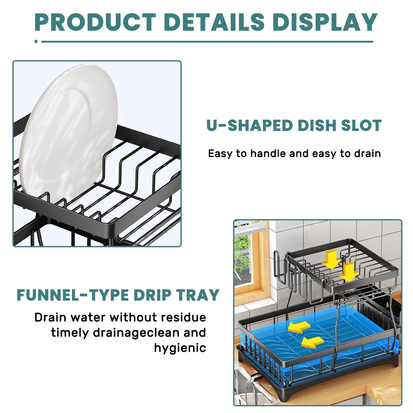 Two Tier Dish Drying Rack For Kitchen Countertop Removable Large Capacity - Home and Haven Store