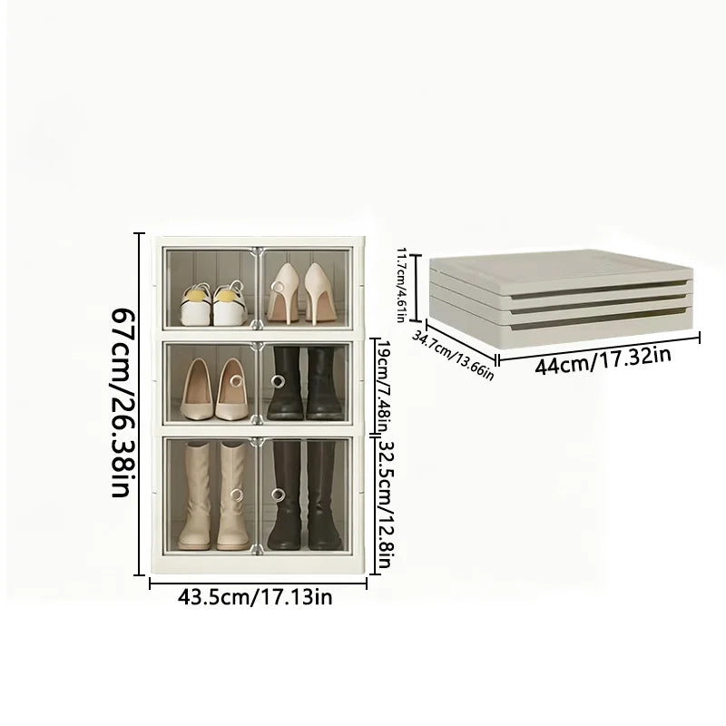 Foldable Plastic Shoe Cabinet With Doors And Rolling Wheels