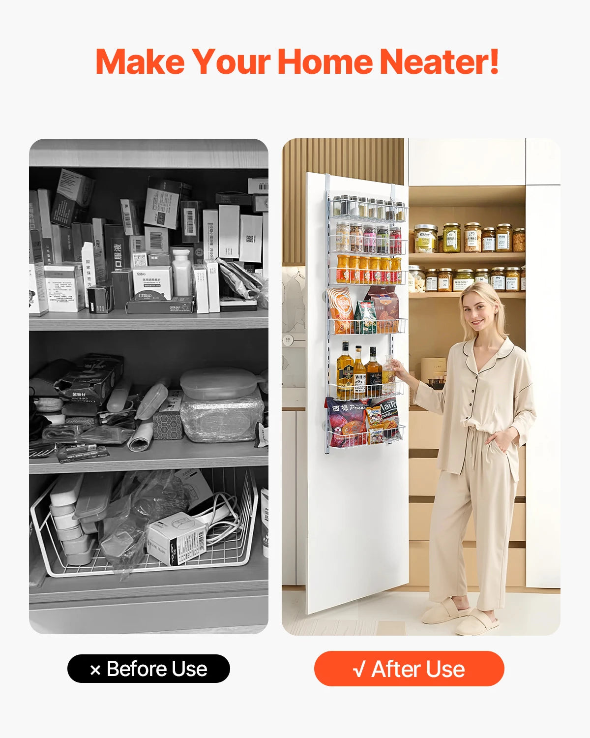 SucceBuy Heavy Duty Over Door Pantry Organizer Steel Spice Rack