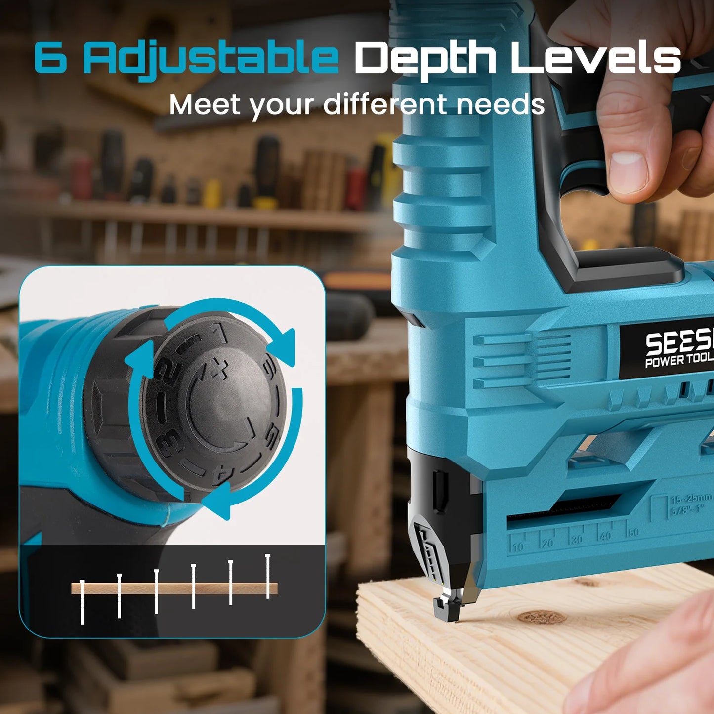Seesii Cordless Brad Nail Gun With 1000 Nails And Batteries