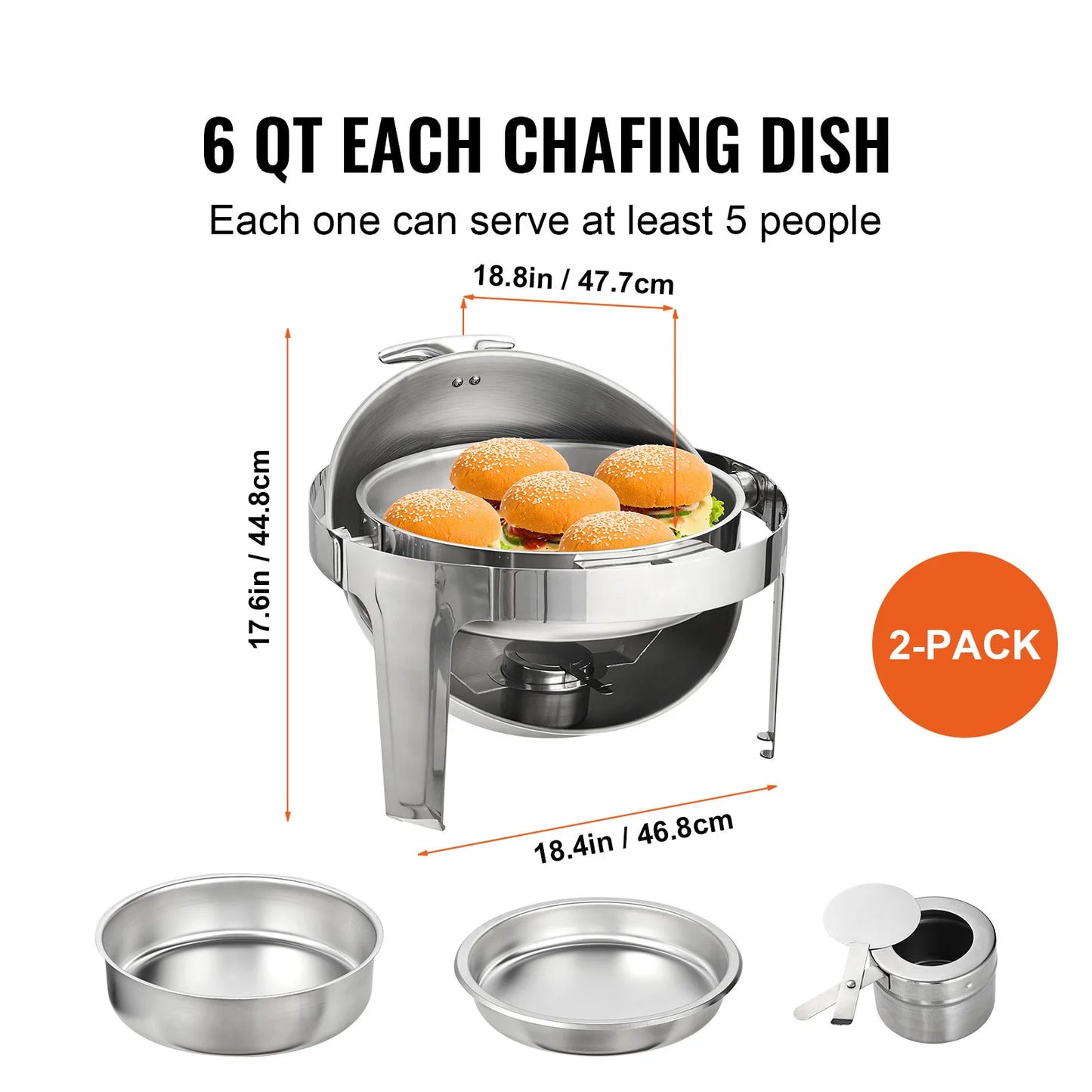 SucceBuy Roll Top Chafing Dish Buffet Set Stainless Steel - Home and Haven Store