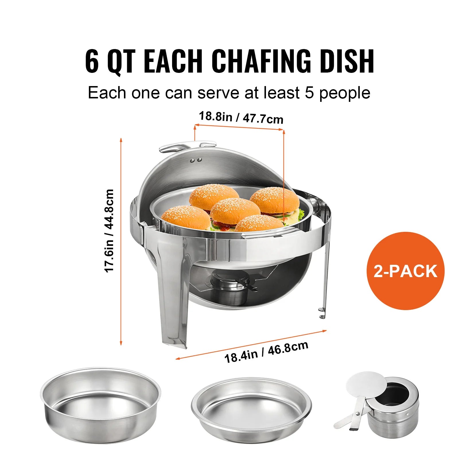 SucceBuy Roll Top Chafing Dish Buffet Set Stainless Steel - Home and Haven Store