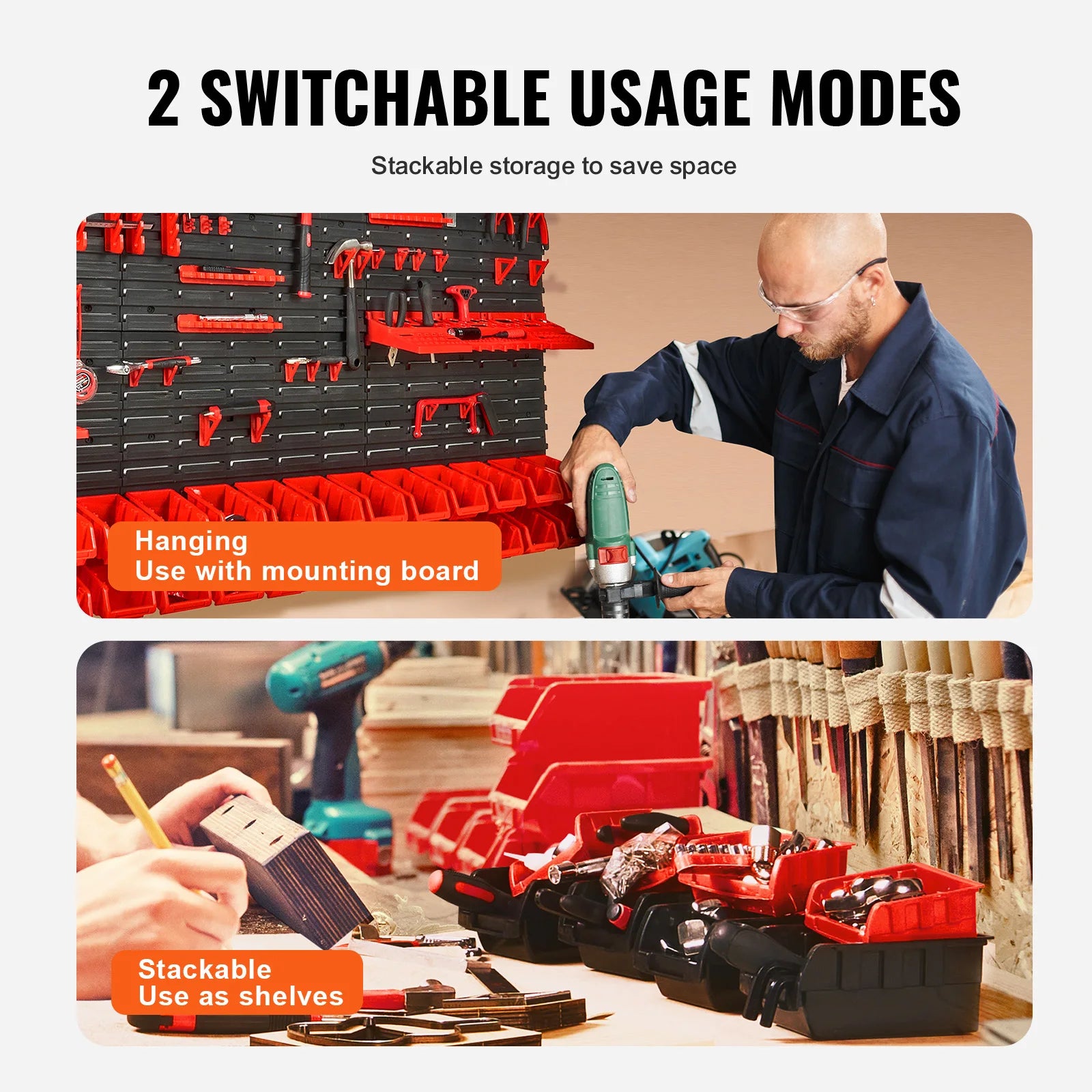 SucceBuy Wall Mounted Storage Bins Organizer For Garage Tools - Home and Haven Store