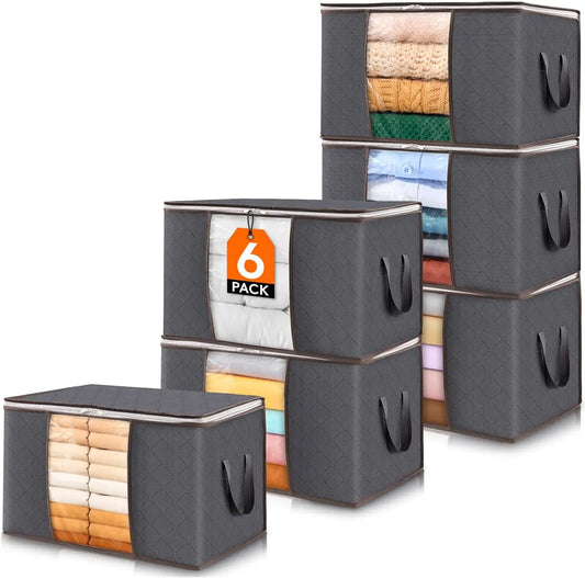 6 Pack Foldable Clothes Storage Bins With Lids And Window