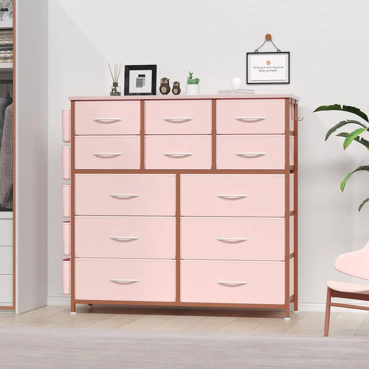12 Drawer Fabric Dresser With Steel Frame And Pull Handles