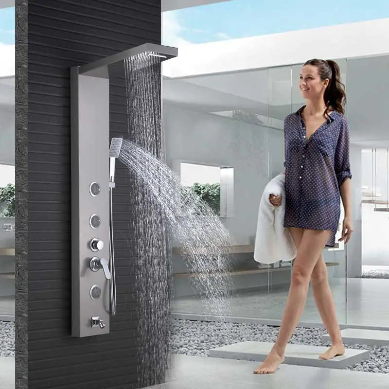Shinessia Luxury Led Shower Panel With Dual Control Massage Jets
