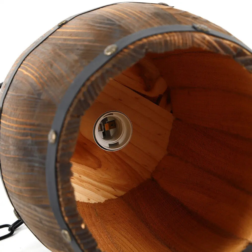 Vintage Wooden Wine Barrel Pendant Ceiling Lamp for Rustic Interiors