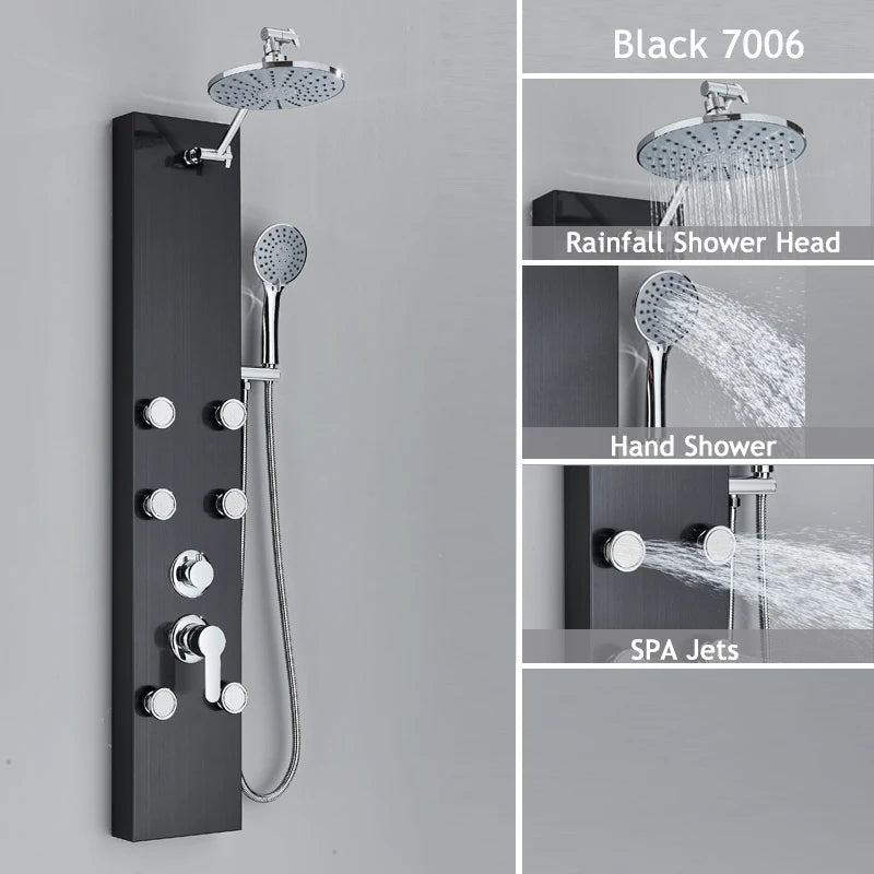 Shinessia Luxury Led Shower Panel With Dual Control Massage Jets