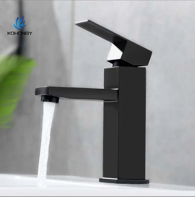 304 Stainless Steel Square Deck Mounted Faucet For Cold And Hot Water Bathroom