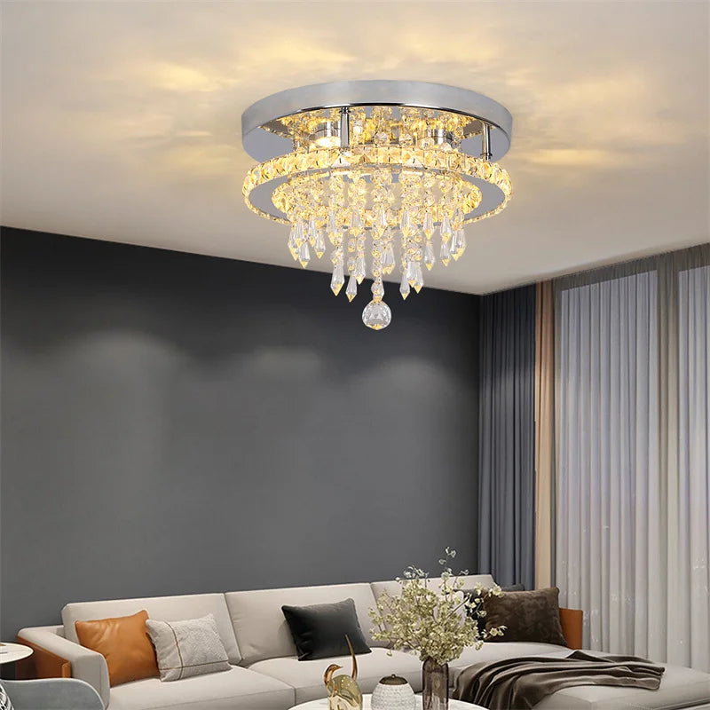 GreeLustr Dimmable Crystal Led Ceiling Light With Remote Control