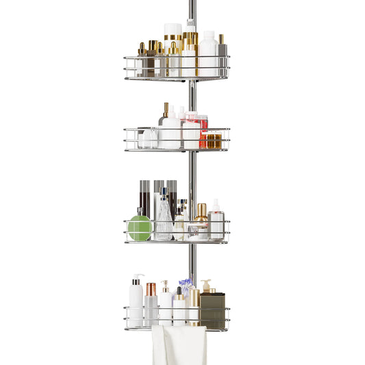 Adjustable Four Tier Corner Shower Caddy Rustproof Metal Bathroom Organizer