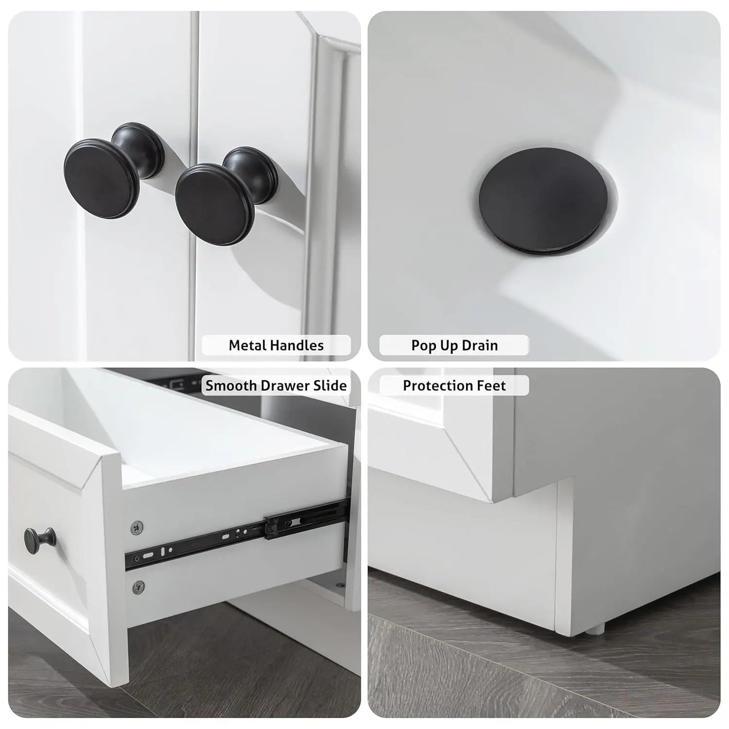 Bathroom Vanity With Sink Combo Solid Wood Cabinet Soft Closing