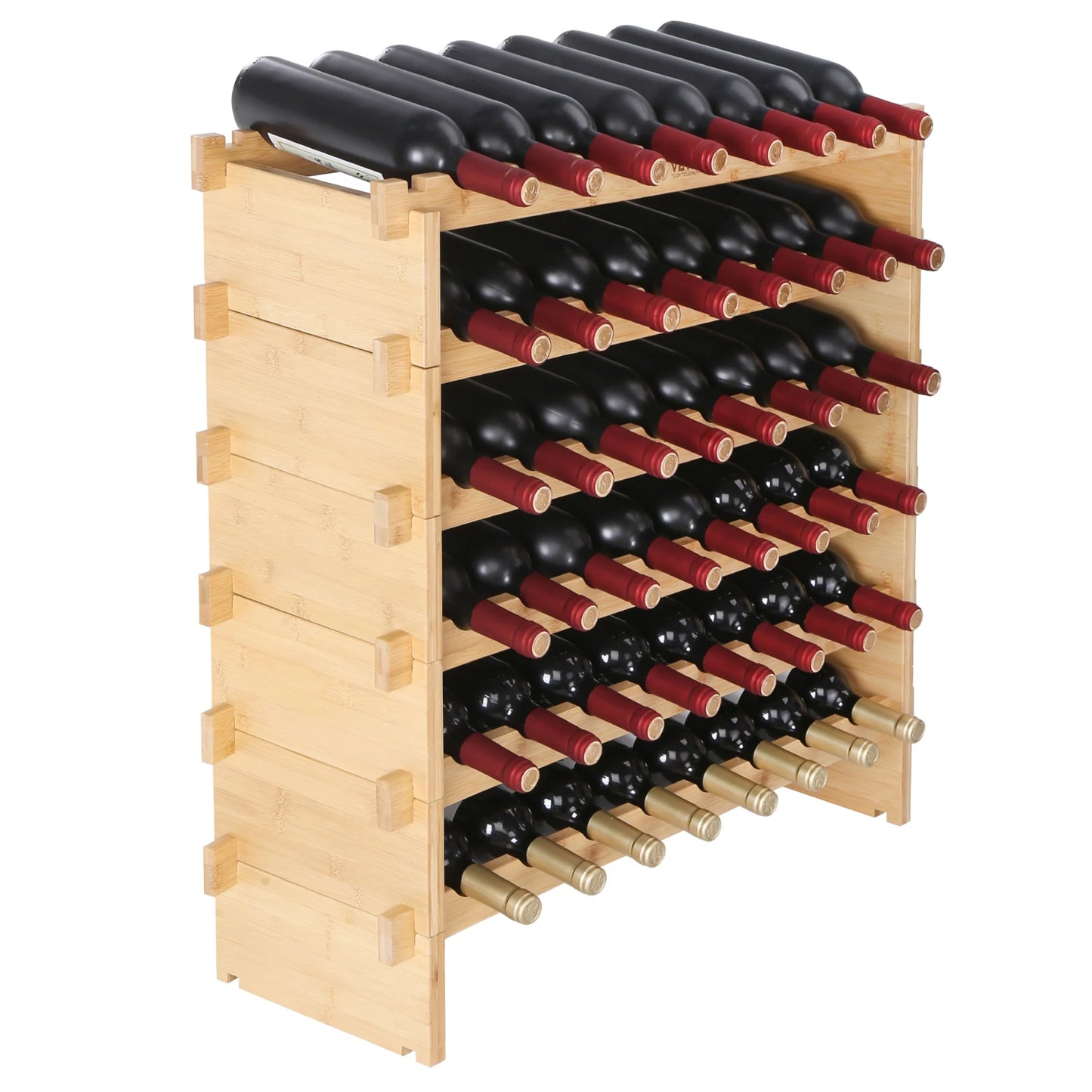SucceBuy 8 Tier Bamboo Stackable Wine Rack Free Standing Storage - Home and Haven Store