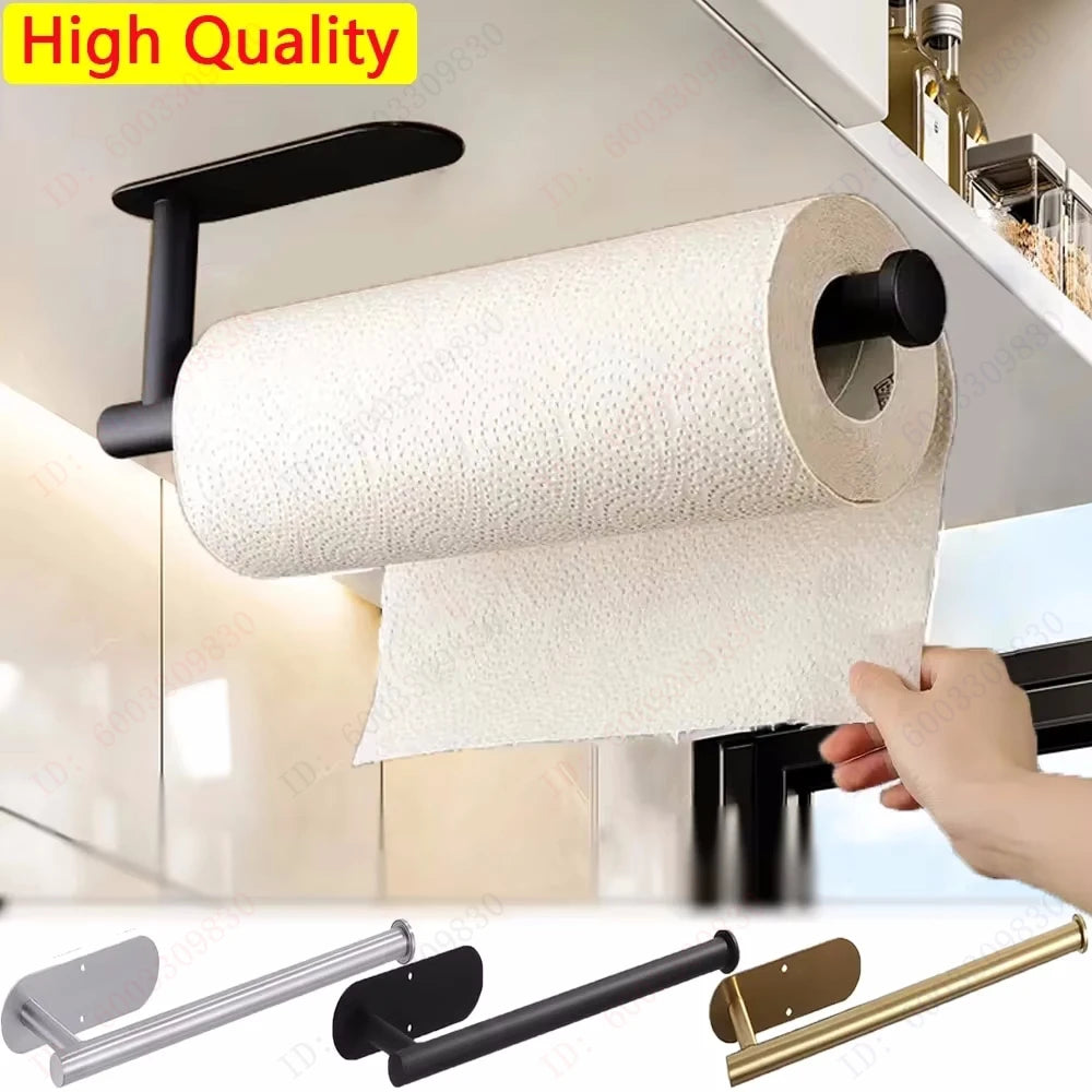 Modern Adhesive Metal Paper Towel Holder For Kitchen Storage