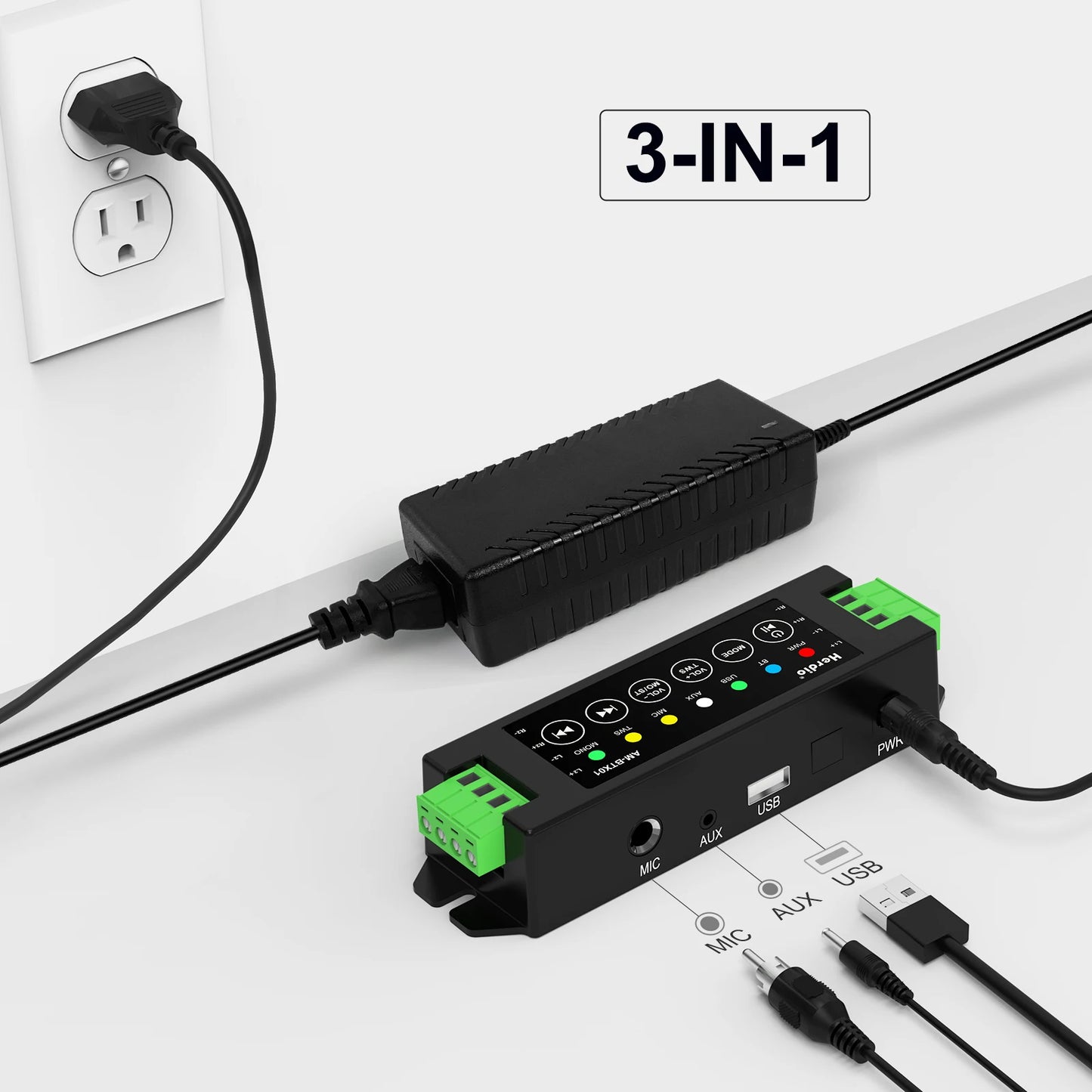 Herdio 4-Channel Bluetooth Amplifier 200W With 24V5A Power Supply