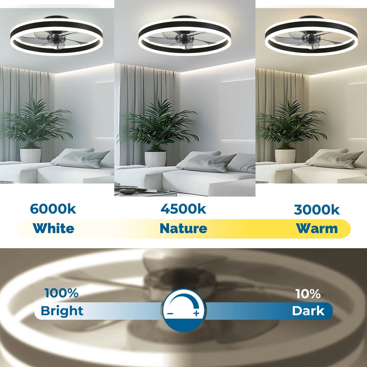 Orison Modern Led Dimmable Ceiling Fan With Remote Control