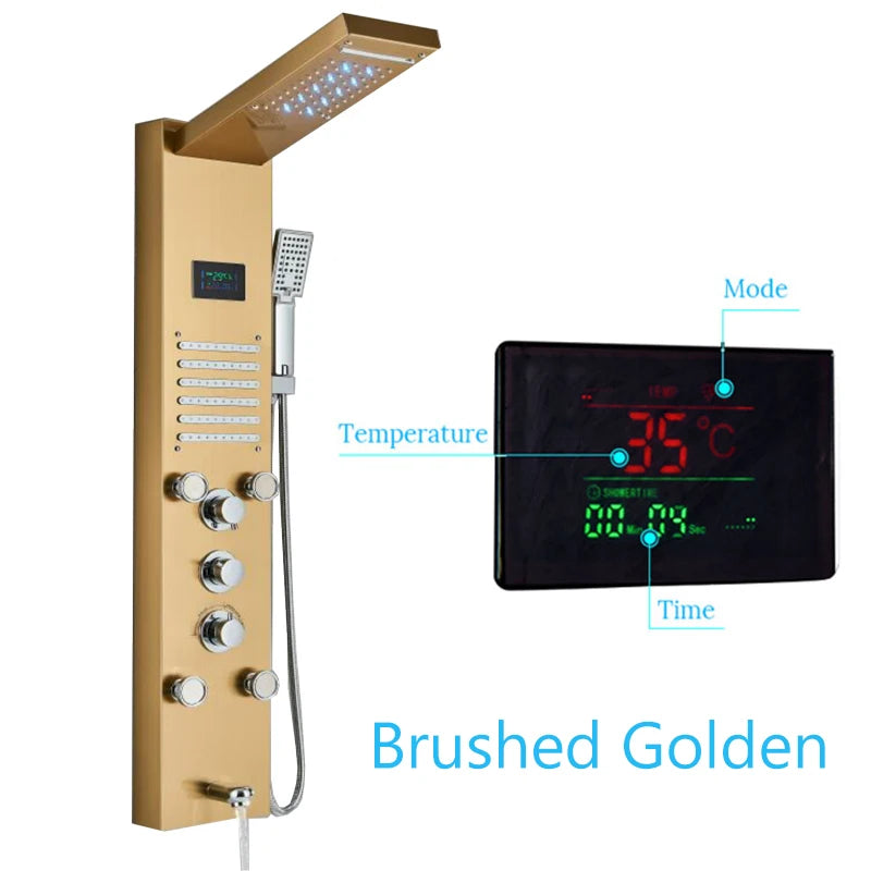 Shinessia Luxury Led Shower Panel With Dual Control Massage Jets