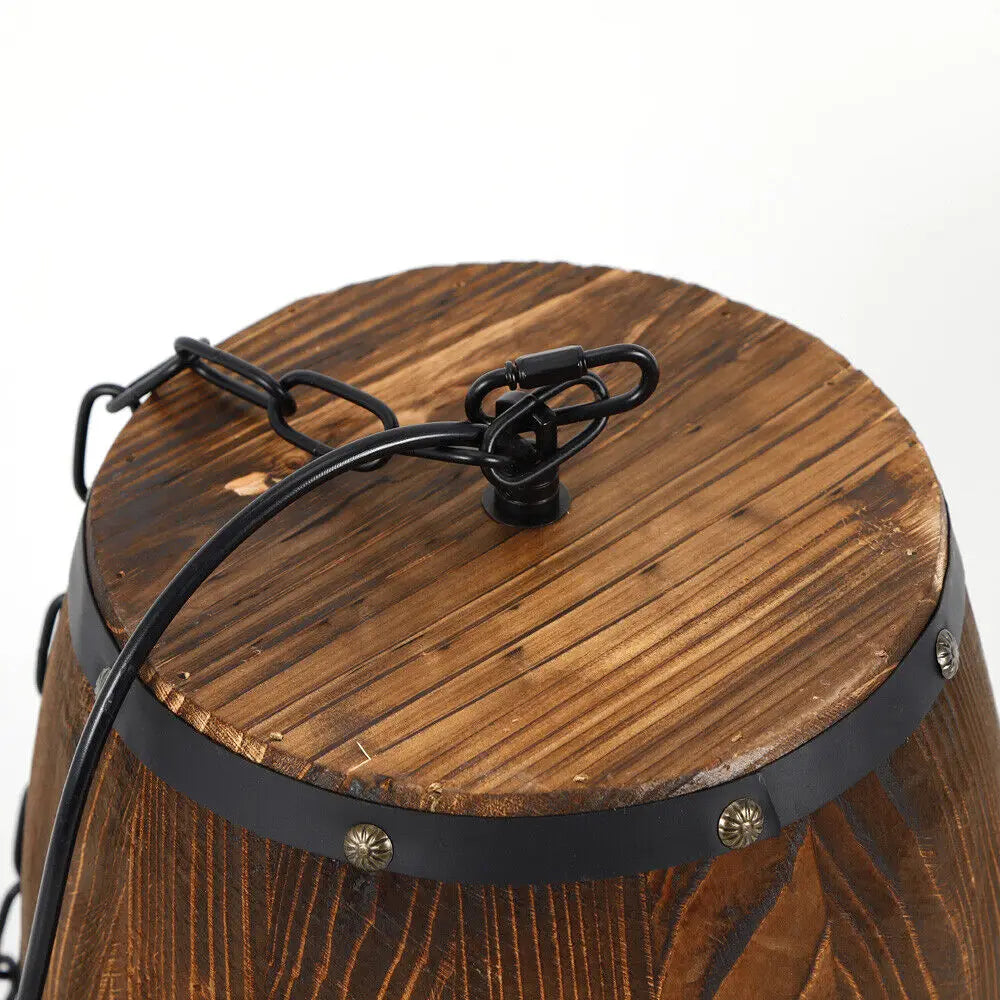 Vintage Wooden Wine Barrel Pendant Ceiling Lamp for Rustic Interiors
