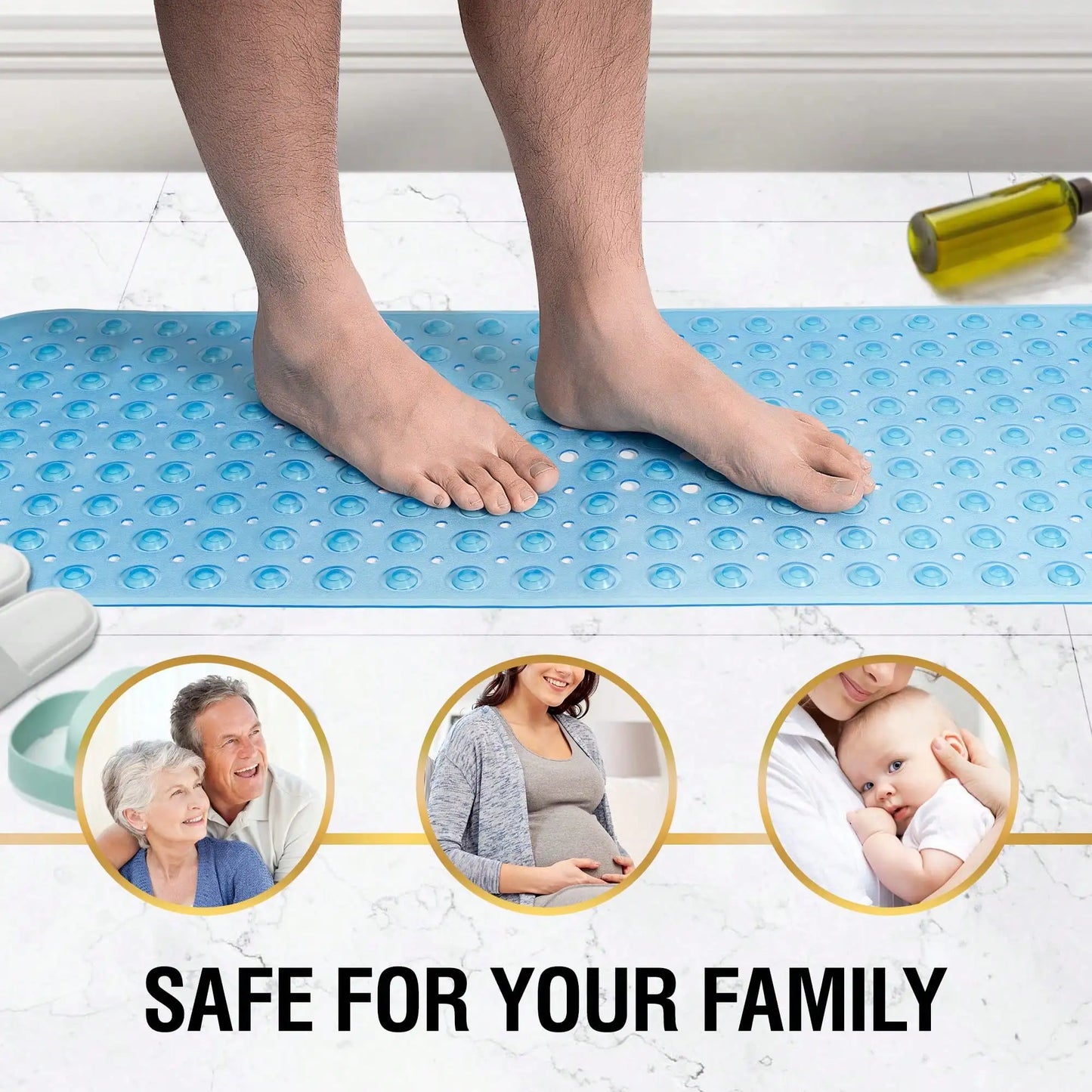 Anti Slip Mold Resistant PVC Bathroom Mat With Drainage Holes