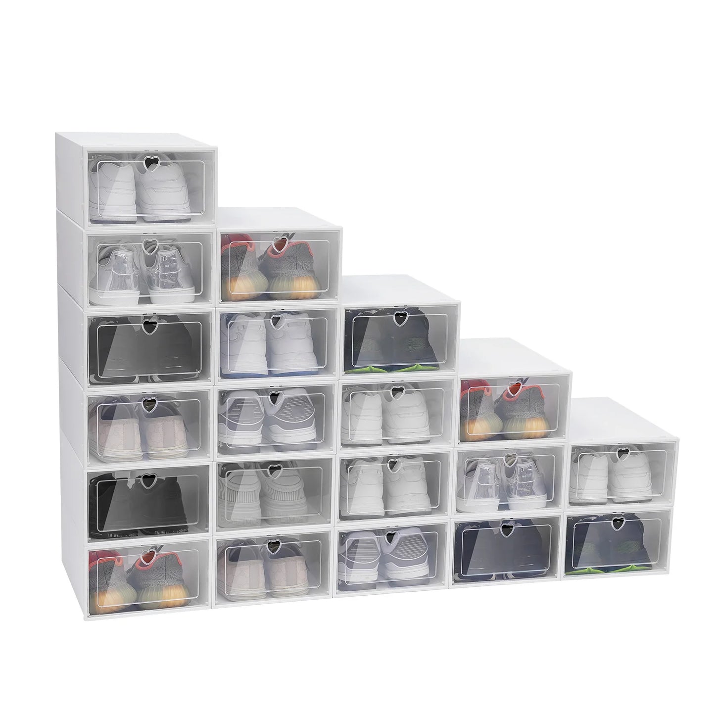 Stackable Foldable Plastic Shoe Storage Boxes With Lids