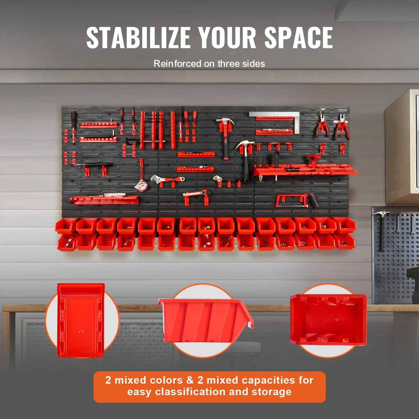 SucceBuy Wall Mounted Storage Bins Organizer For Garage Tools - Home and Haven Store