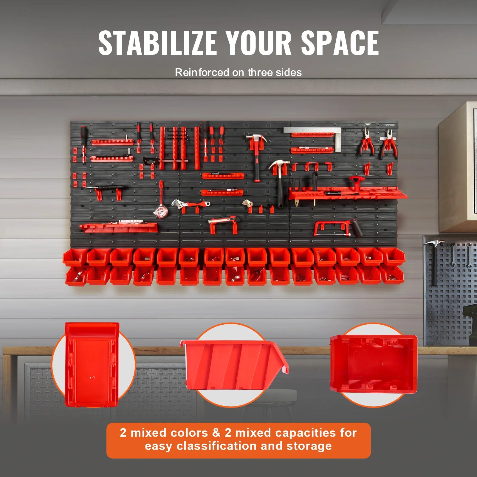 SucceBuy Wall Mounted Storage Bins Organizer For Garage Tools - Home and Haven Store