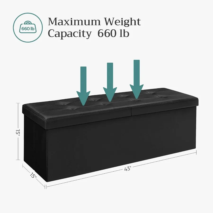 XIUWO Storage Ottoman Bench With Flip Lid And Iron Frame