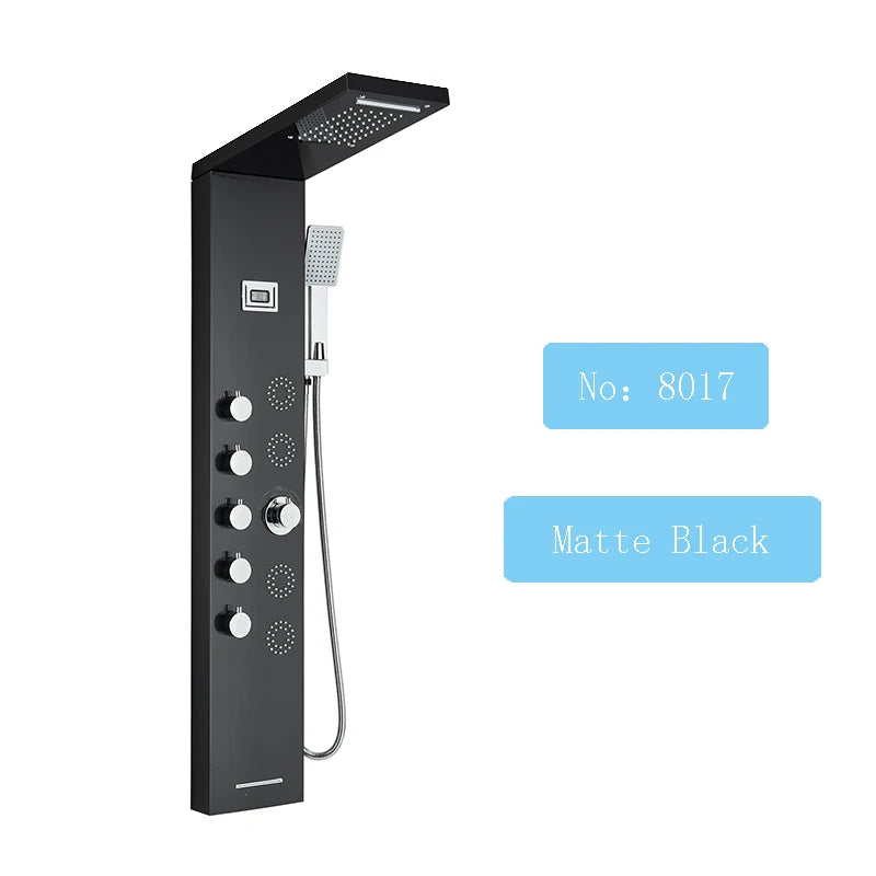 Shinessia Luxury Led Shower Panel With Dual Control Massage Jets