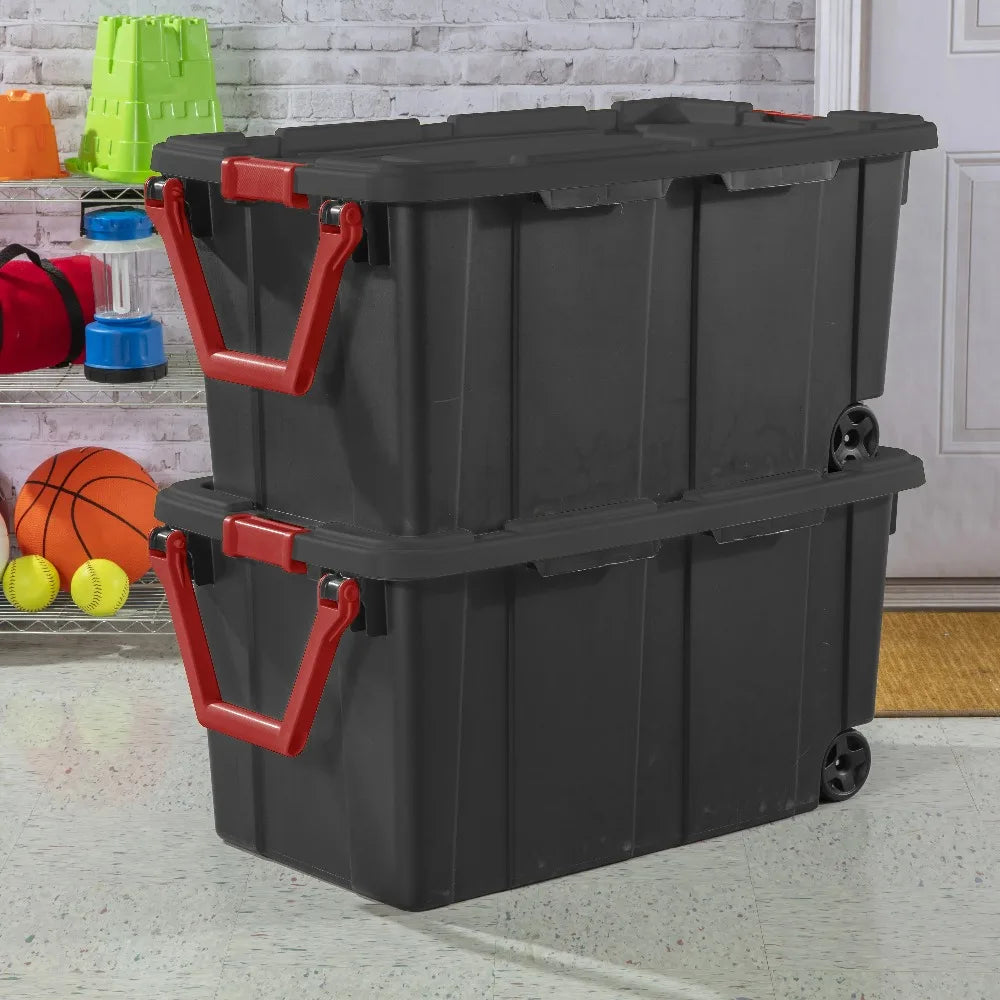Sterilite Industrial Wheeled Plastic Storage Bin Pack Of 2
