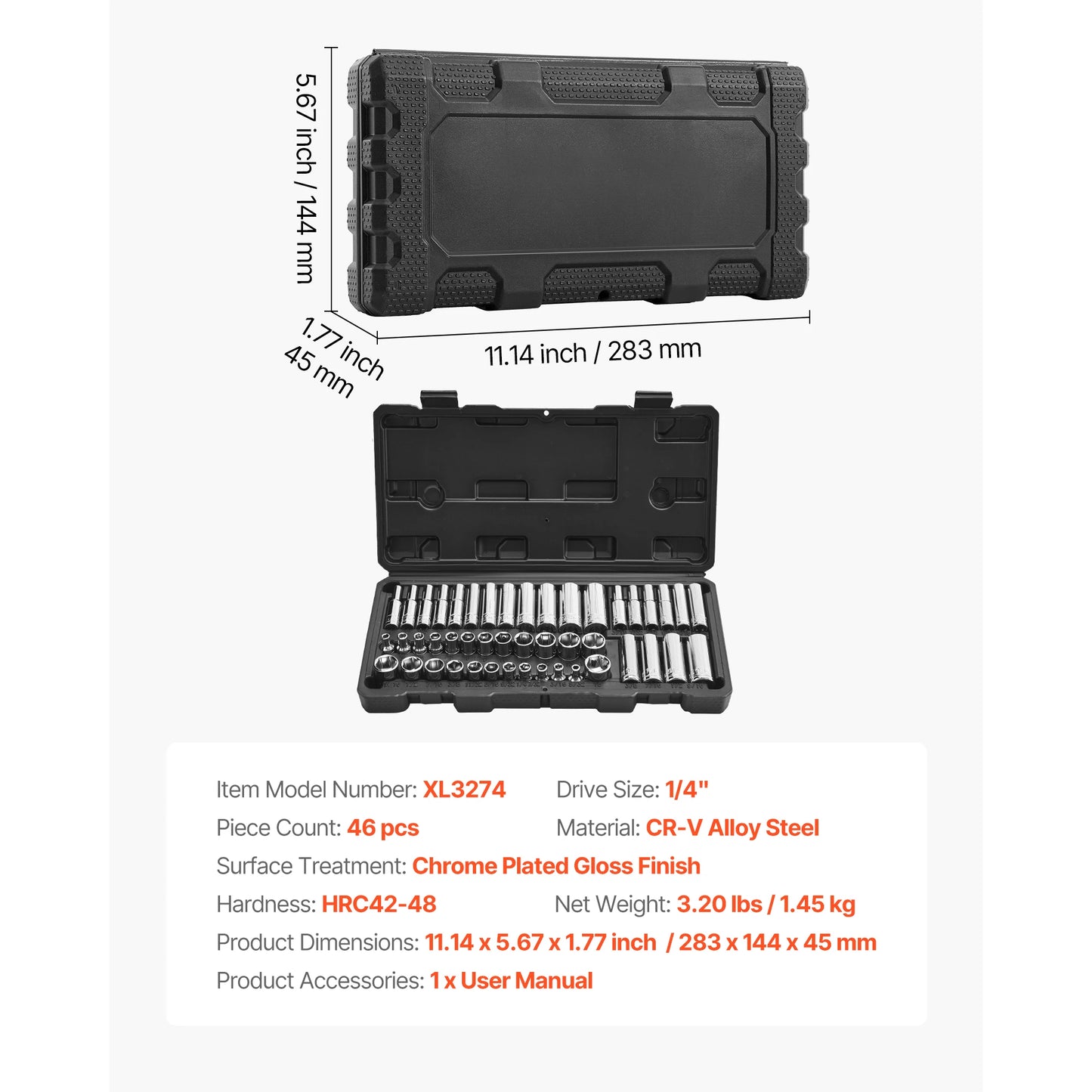 SucceBuy Socket Set With Ratchet Wrench SAE And Metric