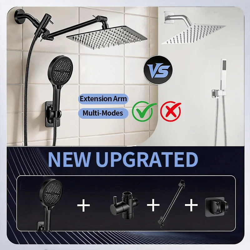 Stainless Steel Adjustable Shower System With Handheld Rainfall Head