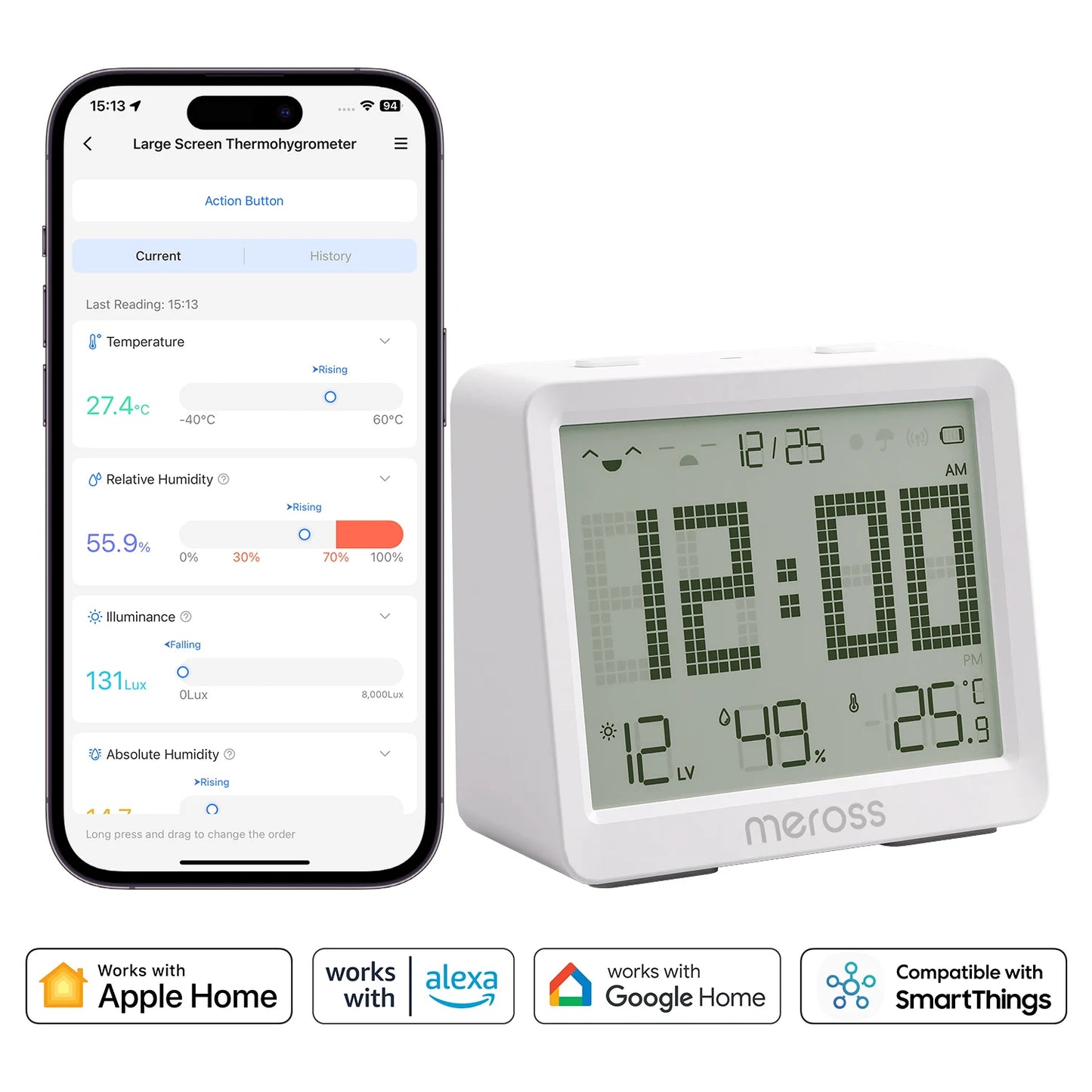 Meross MS130 Matter Temperature Humidity Sensor With Alexa - Home and Haven Store